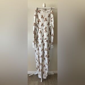 Forever 21 Fuzzy White Teddy Print Onesie